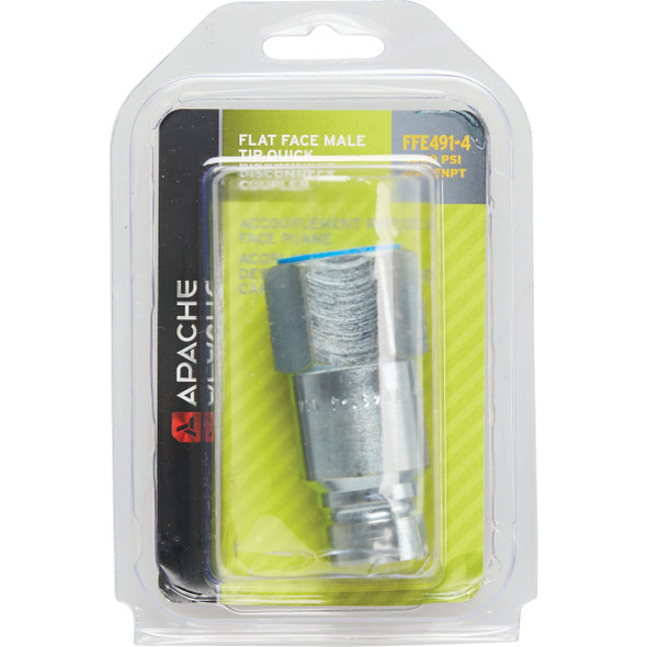Apache 1/2 In. Body Male Tip Flat Face 1/2 In. FNPT Steel Hydraulic Hose Coupler Apache 1/2 In. Body Male Tip Flat Face 1/2 In. FNPT Steel Hydraulic Hose Coupler