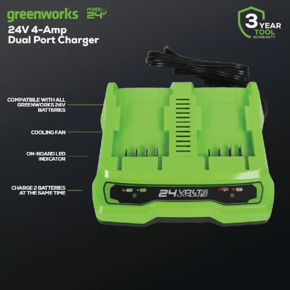 Greenworks 24V 4A Dual Port Charger 2961702 736597