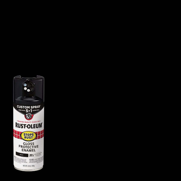 Rust-Oleum Stops Rust 12 Oz. Custom Spray 5 in 1 Gloss Spray Paint, Black 376884