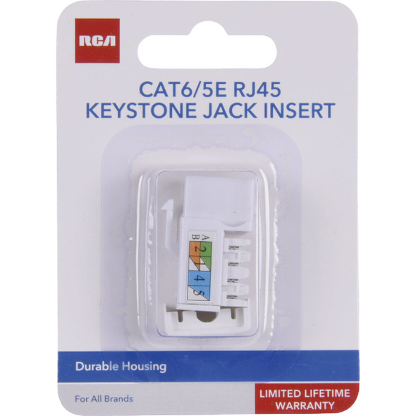 RCA Keystone CAT6/5E RJ45 White Modular Jack TPHKJRJ45EV