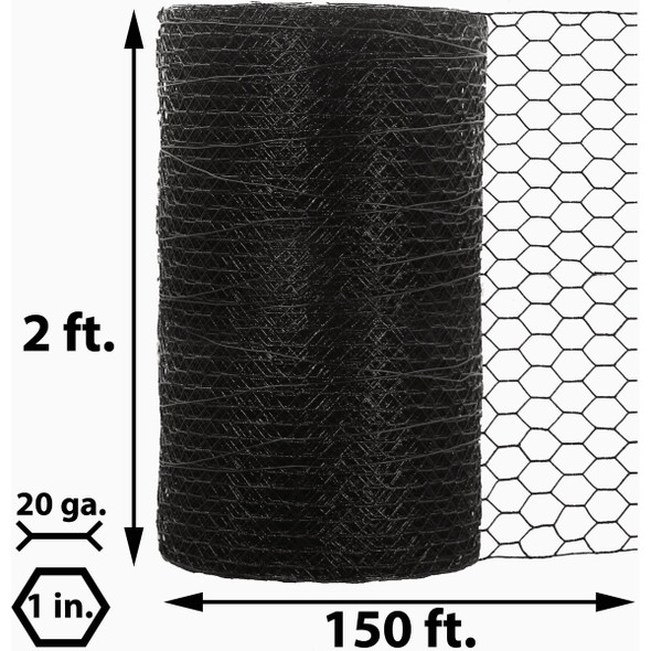 Acorn 1 In. x 24 In. H. x 150 Ft. L. Hexagonal  Vinyl-Coated Wire Poultry Netting Acorn 1 In. x 24 In. H. x 150 Ft. L. Hexagonal  Vinyl-Coated Wire Poultry Netting