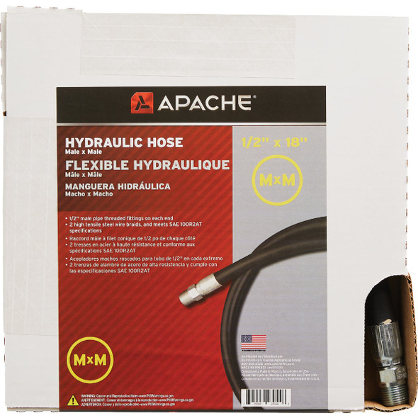 Apache 1-2 In. x 18 In. Male to Male Hydraulic Hose 98398303 733482