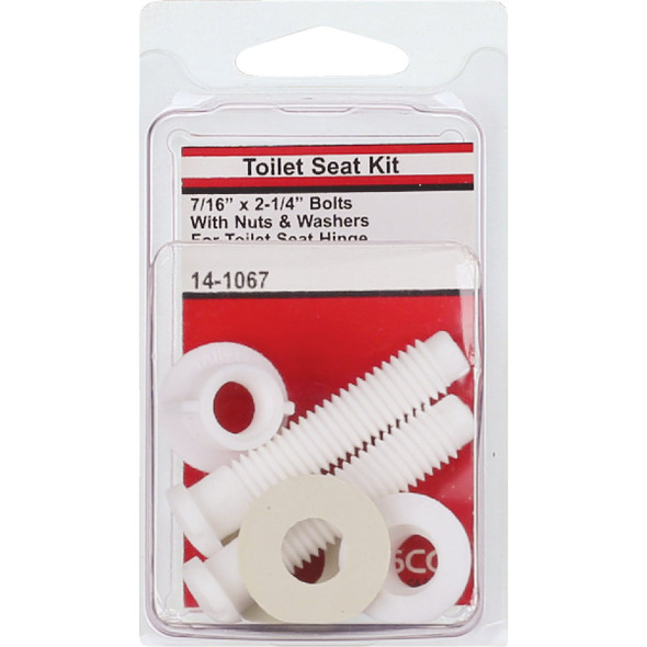 Lasco 7-17" x 2-1-8" White Plastic Toilet Seat Bolt, Includes Nuts and Washers 14-1067 402256
