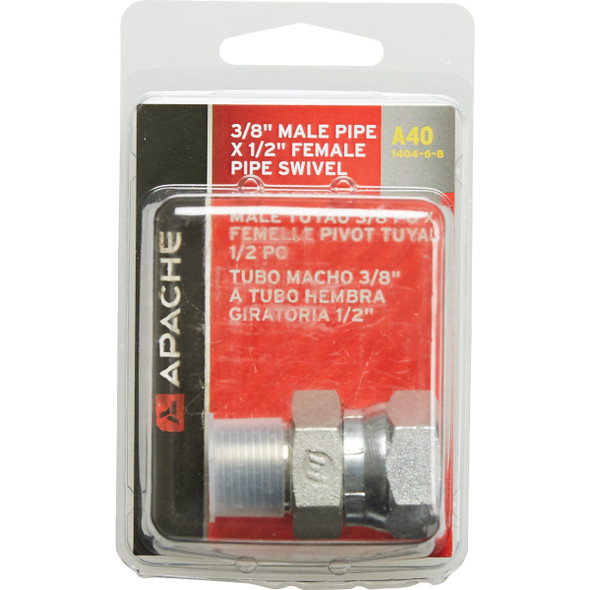 Apache 3-8 In. Male Pipe x 1-2 In. Female Pipe Swivel Hydraulic Hose Adapter 39004300 711833