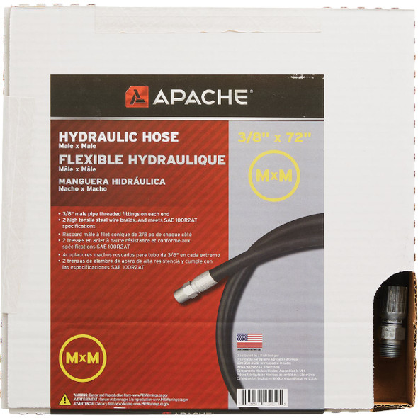 Apache 3/8 In. x 72 In. Male to Male Hydraulic Hose