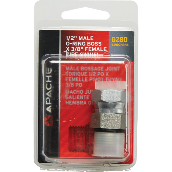 Apache 1/2 In. Male O-Ring x 3/8 In. Female Pipe Swivel Hydraulic Hose Adapter