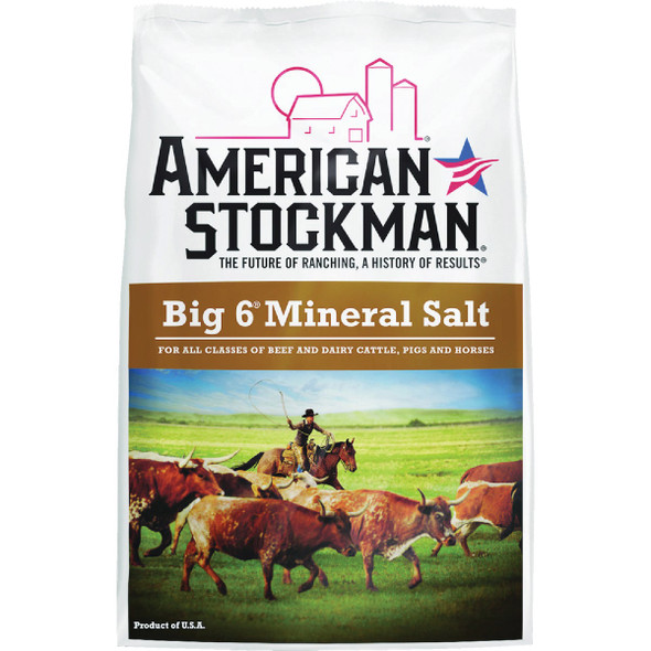 American Stockman Big 6 50 Lb. 96% Purity Trace Mineral Salt 768407 American Stockman Big 6 50 Lb. 96% Purity Trace Mineral Salt 768407