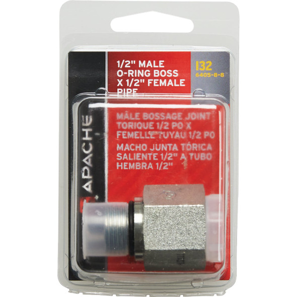 Apache 1/2 In. Male O-Ring x 1/2 In. Female Pipe Hydraulic Hose Adapter Apache 1/2 In. Male O-Ring x 1/2 In. Female Pipe Hydraulic Hose Adapter