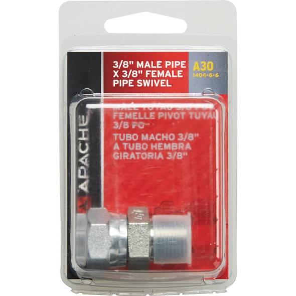 Apache 3/8 In. Male Pipe x 3/8 In. Female Pipe Swivel Hydraulic Hose Adapter