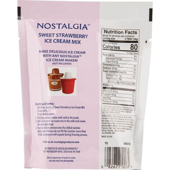 Nostalgia 8 Oz. Strawberry Individual Ice Cream Packet ICMX8STBR 624496