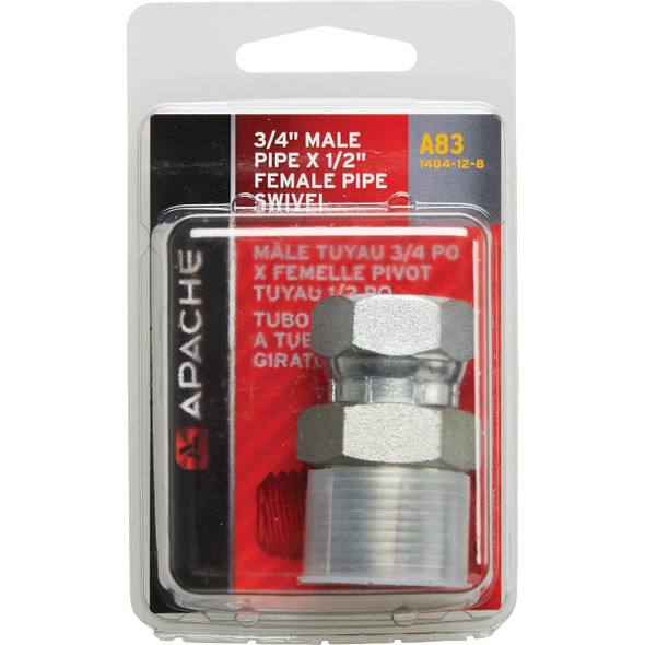 Apache 3-4 In. Male Pipe x 1-2 In. Female Pipe Swivel Hydraulic Hose Adapter 39004425 714945