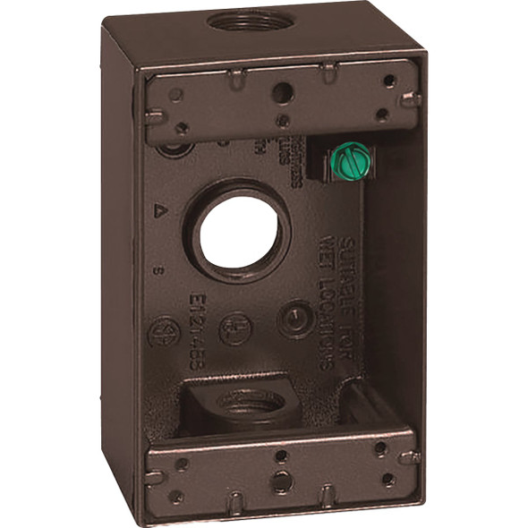 Southwire Single Gang 1/2 In. 3-Hole Bronze Weatherproof Junction Box