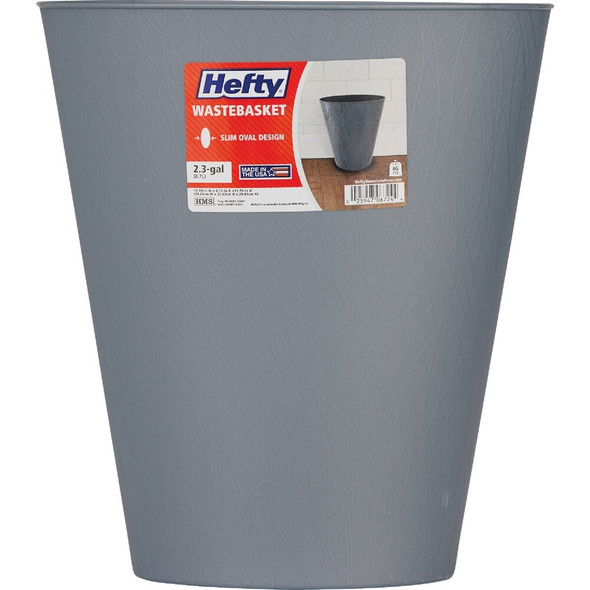 Hefty 2.3 Gal. Gun Metal Wastebasket HFT-672621-4 623901