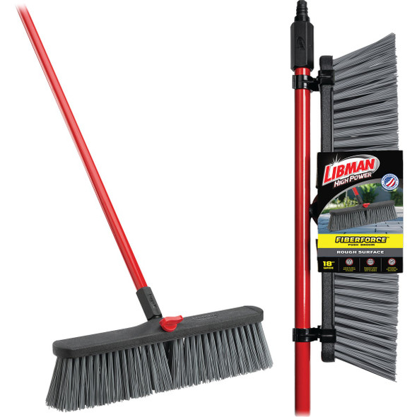 Libman 18 In. x 64 In. Steel Handle Rough Surface Push Broom 878