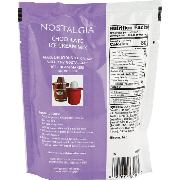 Nostalgia 8 Oz. Chocolate Individual Ice Cream Packet Nostalgia 8 Oz. Chocolate Individual Ice Cream Packet