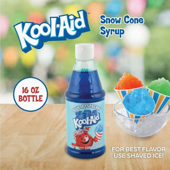 Kool Aid 16 Oz. Blue Raspberry Snow Cone Syrup KASCSYRP16BLRSP 628004