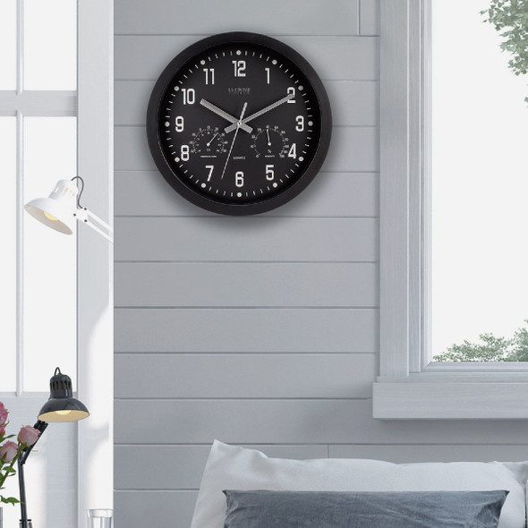 La Crosse Clock Co. 12 In. Inkwell Black Wall Clock Hygrometer & Thermometer 404-2631 619331