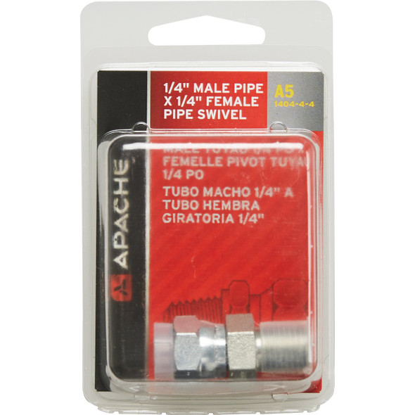 Apache 1-4 In. Male Pipe x 1-4 In. Female Pipe Swivel Hydraulic Hose Adapter 39004200 700607