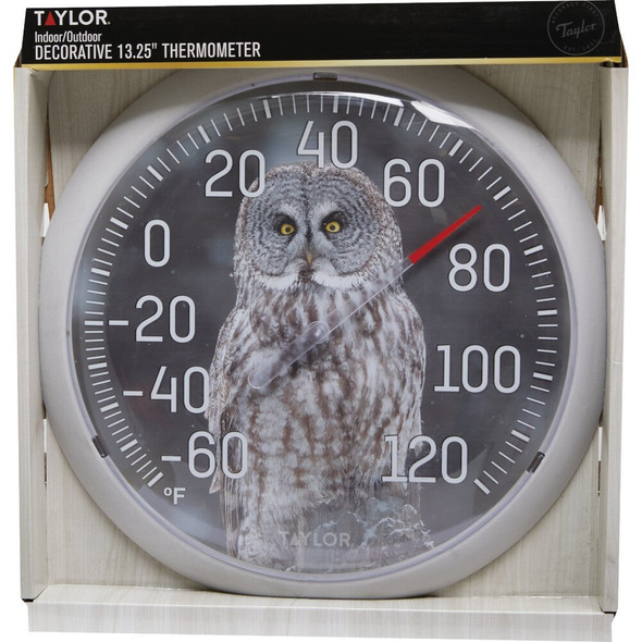 Taylor 13.25 In. Owl Nature Series Round Dial Thermometer 5307061 610376
