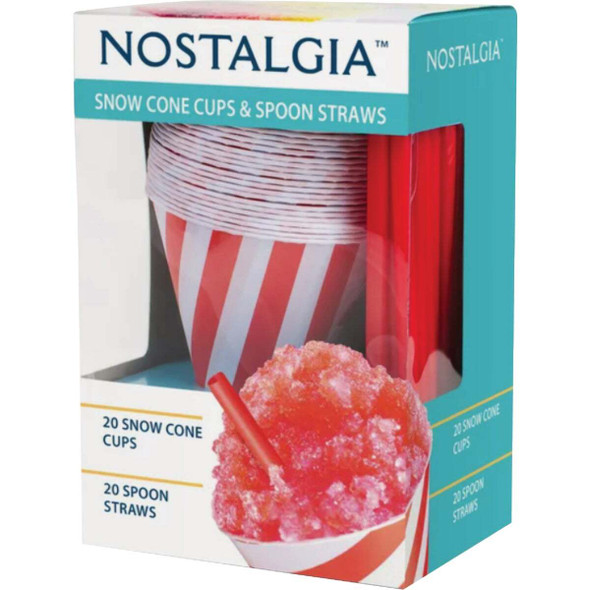 Nostalgia Snow Cone Cups and Straws (20-Count) SCSTRAWCUP20