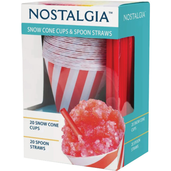 Nostalgia Snow Cone Cups and Straws (20-Count) SCSTRAWCUP20