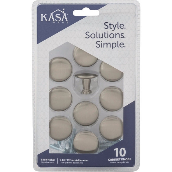 KasaWare 1-1-4 In. Diameter Satin Nickel Knob (10-Pack) K591SN-10 240552