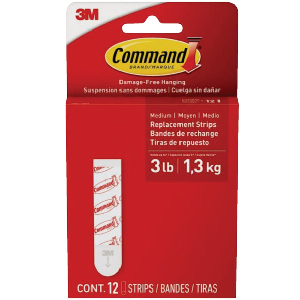 Command Medium Adhesive Strips, White, 12 Strips 17021-12ESF