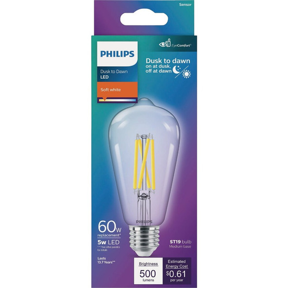 Philips 60W Equivalent Soft White ST19 Dusk to Dawn LED Decorative Light Bulb 586909 510822