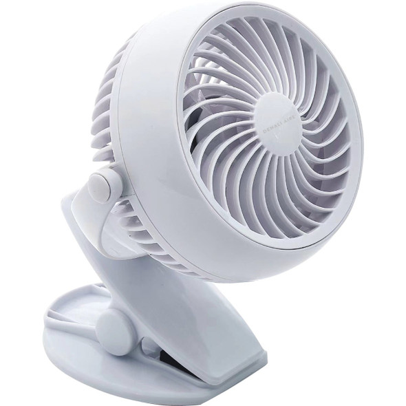 Denali Aire 4 In. Stepless Speed White Rechargeable USB Clip-On Fan 1DAFD4R