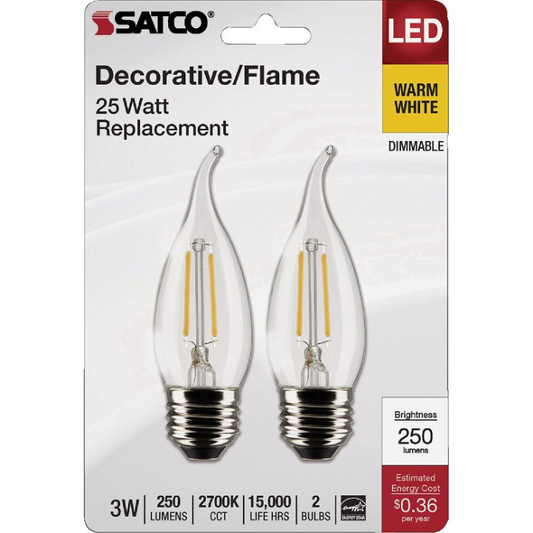 Satco 2pk 3w Ca10med Led Bulb S21848 553386