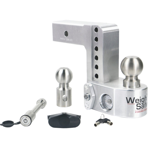 Weigh Safe 6 In. Adjustable Hitch Ball Mount with Built in Weight Scale