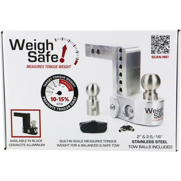 Weigh Safe 6 In. Adjustable Hitch Ball Mount with Built in Weight Scale WS6-2.5-KA 583383