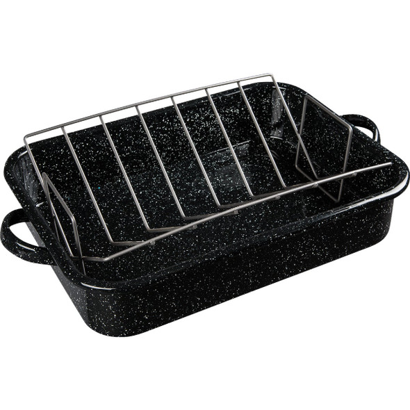 GraniteWare Open Rectangular Roaster with V-Rack 319866 601556