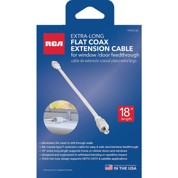 RCA 18 In. White Flat Coax Extension Cable VHFC015E 551497