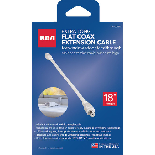 RCA 18 In. White Flat Coax Extension Cable VHFC015E 551497