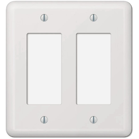 Amerelle Devon 2-Gang Stamped Steel Rocker Decorator Wall Plate, White 935RRW