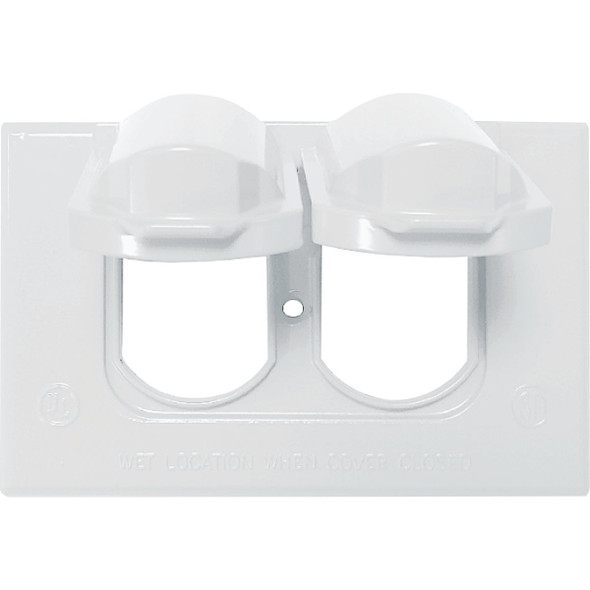 Southwire Single Gang Horizontal White Weatherproof Duplex Cover WCH1DUPW-UPC