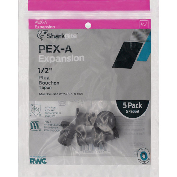 SharkBite 1-2 In. Poly PEX-A Plug (5-Pack) UA514A5 448300