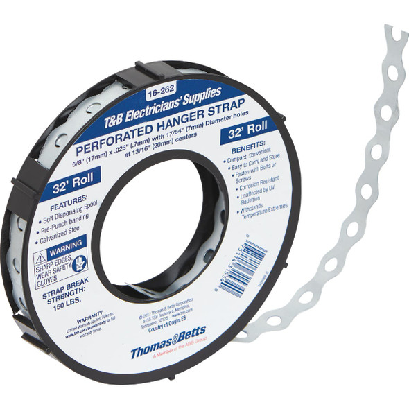 Thomas & Betts 5/8 In. W. x 32 Ft. L. Steel Hanger Strap 16-262