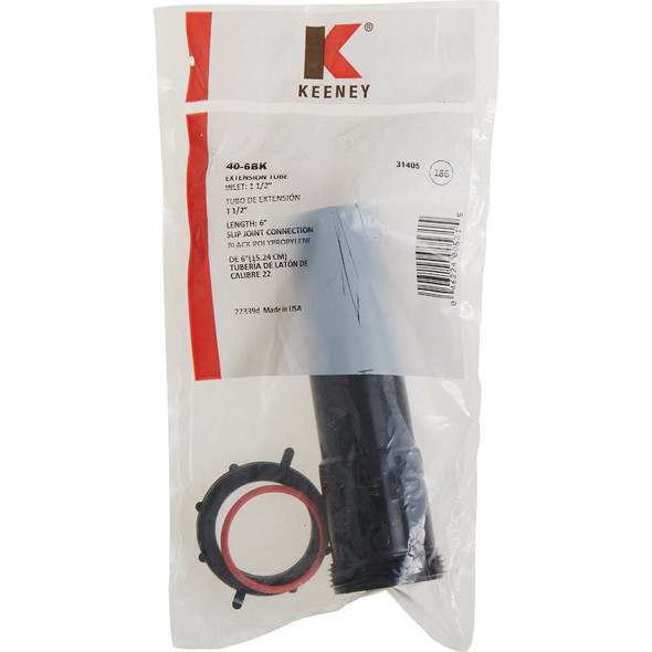 Keeney 1-1-2 In. x 6 In. Black Plastic Slip-Joint Extension Tube 40-6BK 448298