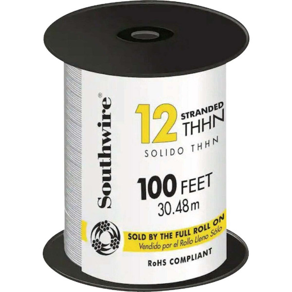 Southwire SIMpull 100 Ft. 12 AWG Stranded White THHN Electrical Wire 22965884