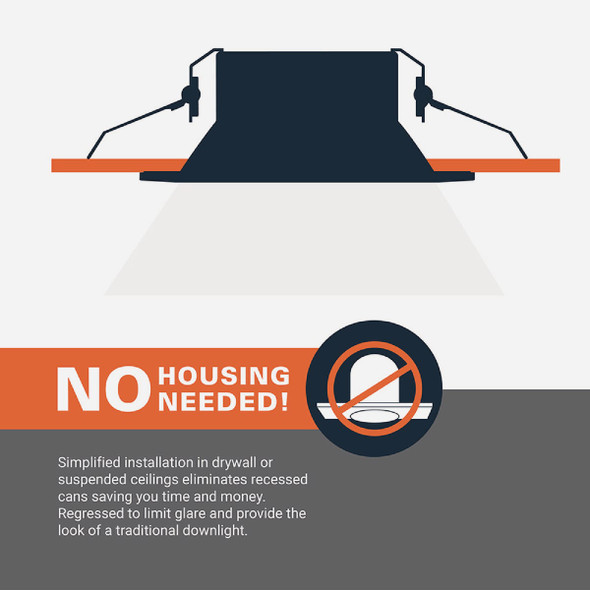 Halo 6 In. Selectable CCT Direct Mount Canless Recessed LED Downlight, White