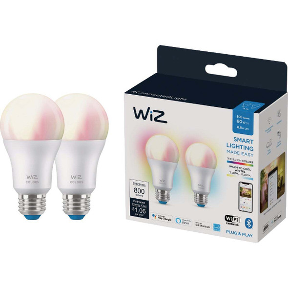 Wiz 60W Equivalent Smart A19 LED Light Bulb (2-Pack) 603639