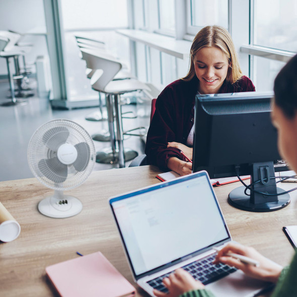 Denali Aire 12 In. 3-Speed White Oscillating Table Fan