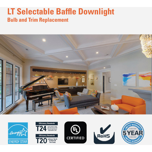 Halo LT 4 In. IC Rated 5CCT LED Recessed Light Kit, 650 Lm.