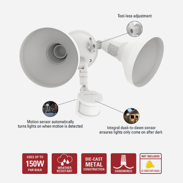 Halo White Motion Activated Incandescent Security Floodlight Fixture Halo White Motion Activated Incandescent Security Floodlight Fixture