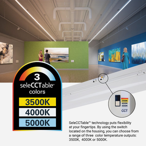 Metalux 4 Ft. LED CCT Lumen Selectable Strip Light Ceiling Fixture