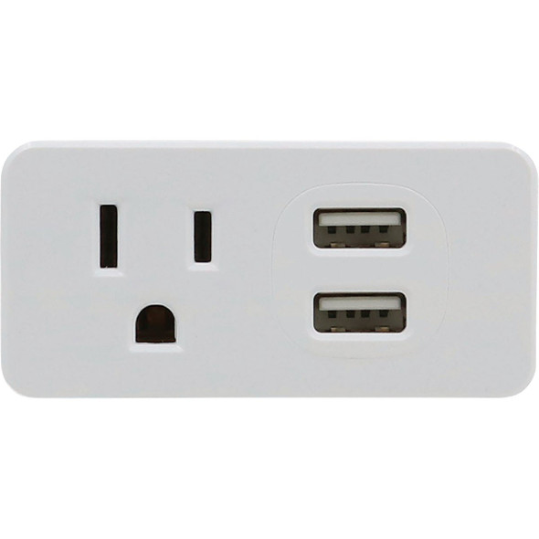 Prime Wire & Cable White 15A 1-Outlet Wall Tap With 2 USB-A PBU0012