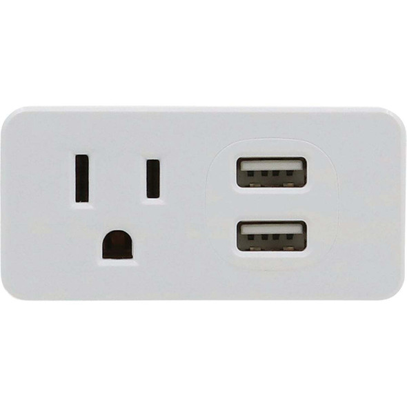Prime Wire & Cable White 15A 1-Outlet Wall Tap With 2 USB-A PBU0012