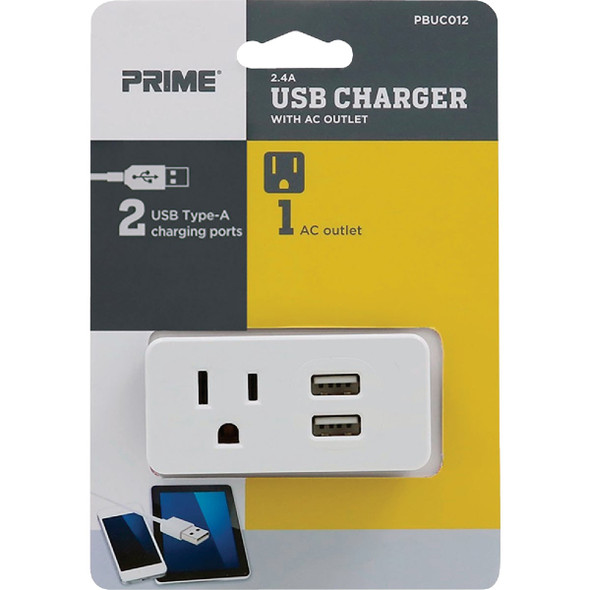 Prime Wire & Cable White 15A 1-Outlet Wall Tap With 2 USB-A PBU0012 526944